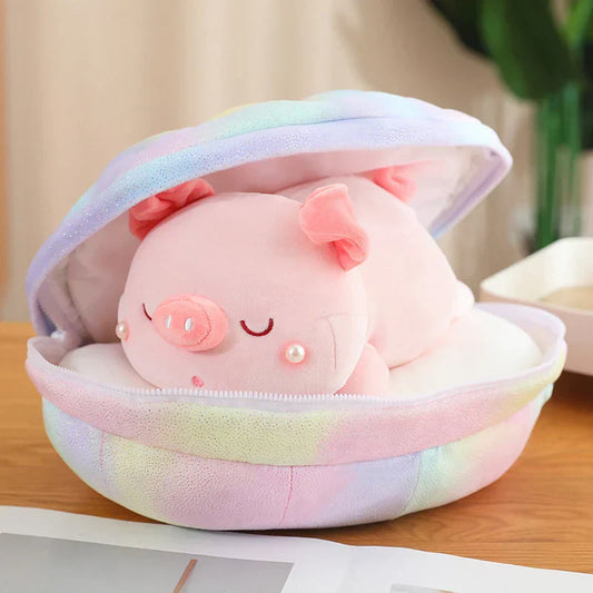 Shell-encased Piggy Pearl Plushie
