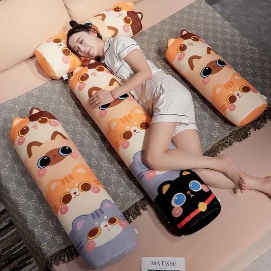Long Cuddly Layered Cat Plushie Pillow