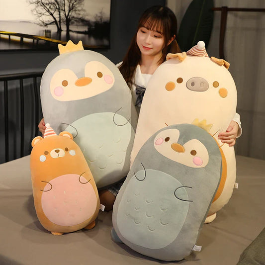 Happy Plush Friends Collection 2024: Dino, Bear, Pig & Penguin