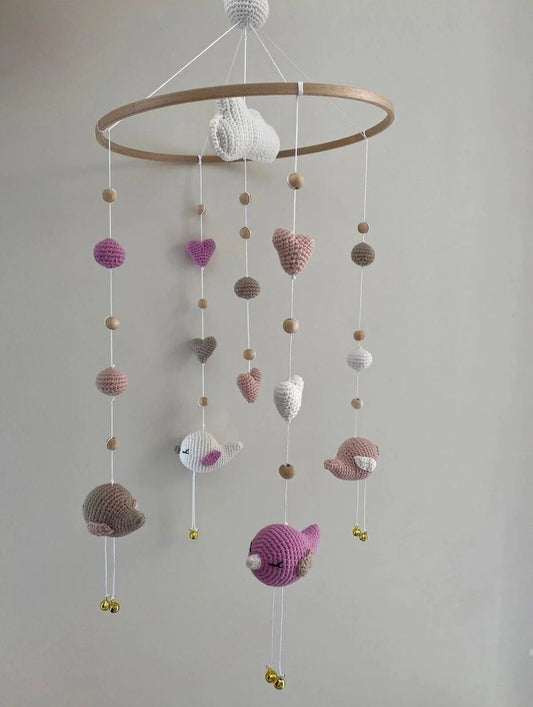 Crochet Birds and Clouds Baby Mobile 🐥✨☁️❤️