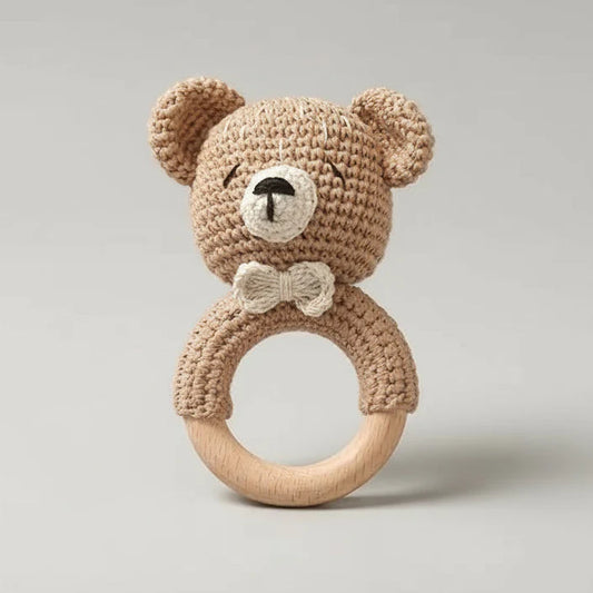 Crochet Cute Bear Rattle Toy with Bell