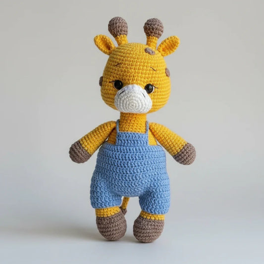 Crochet Cute Giraffe in Blue Jumpsuit Toy