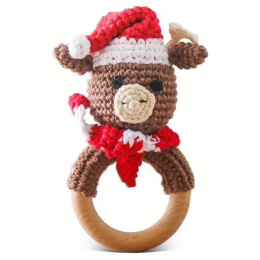 Crochet Elk Rattle Toy with Bell