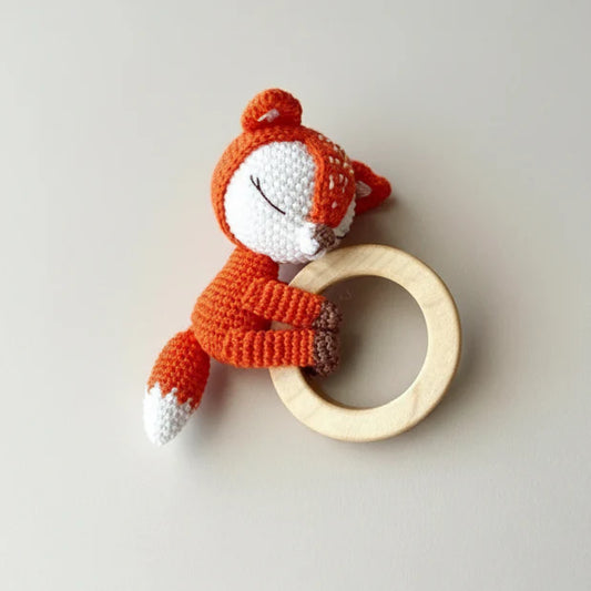 Crochet Fox Rattle Toy with Bell