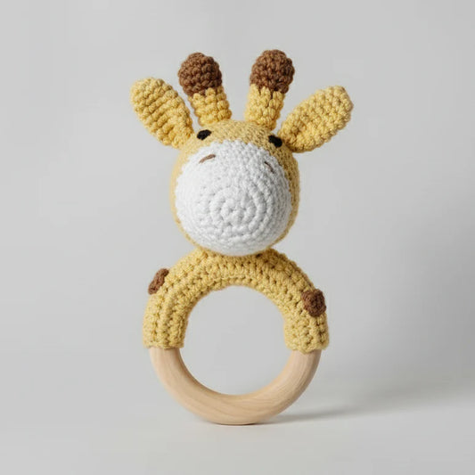 Crochet Giraffe Rattle Toy with Bell