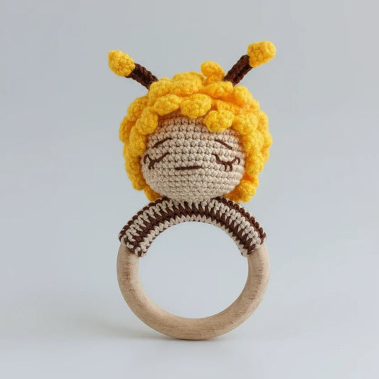 Crochet Maya the Bee Rattle Toy with Bell