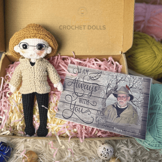 Personalized Crochet Doll with Photo Card "I Am Always With You"