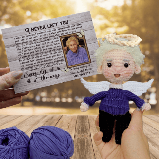 Personalized Crochet Doll with Photo Card "I Never Left You"
