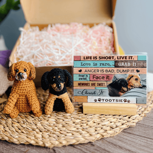 Personalized Crochet Doll with Photo Card "Life Is Short, Live It Pet Portrait"