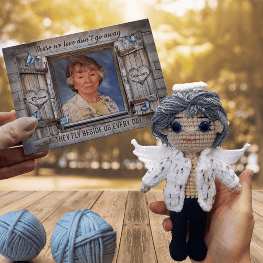 Personalized Crochet Doll with Photo Card "Those We Love Don't Go Away 2"