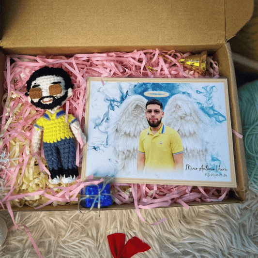 Personalized Crochet Doll with Photo Card "Sympathy Gifts For Loss Of Loved One"