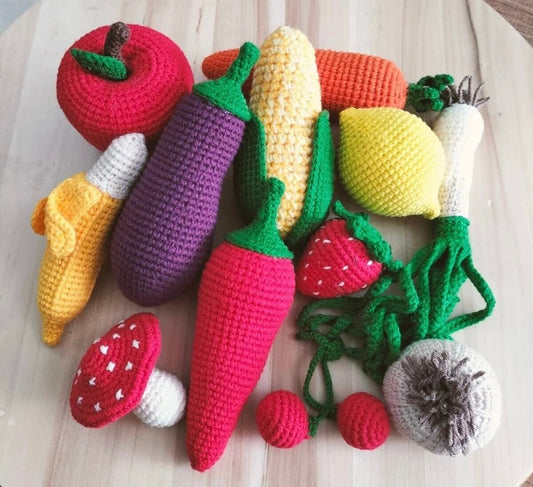 12pc Crochet Mixed Vegetables and Fruits