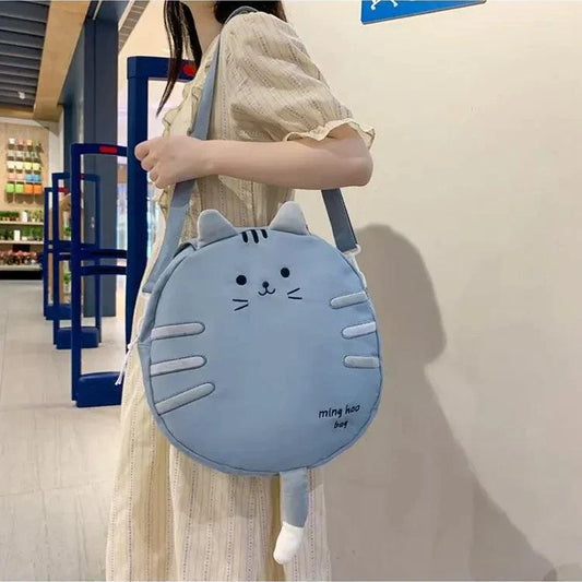 Kawaii Cat Round Tote Bag